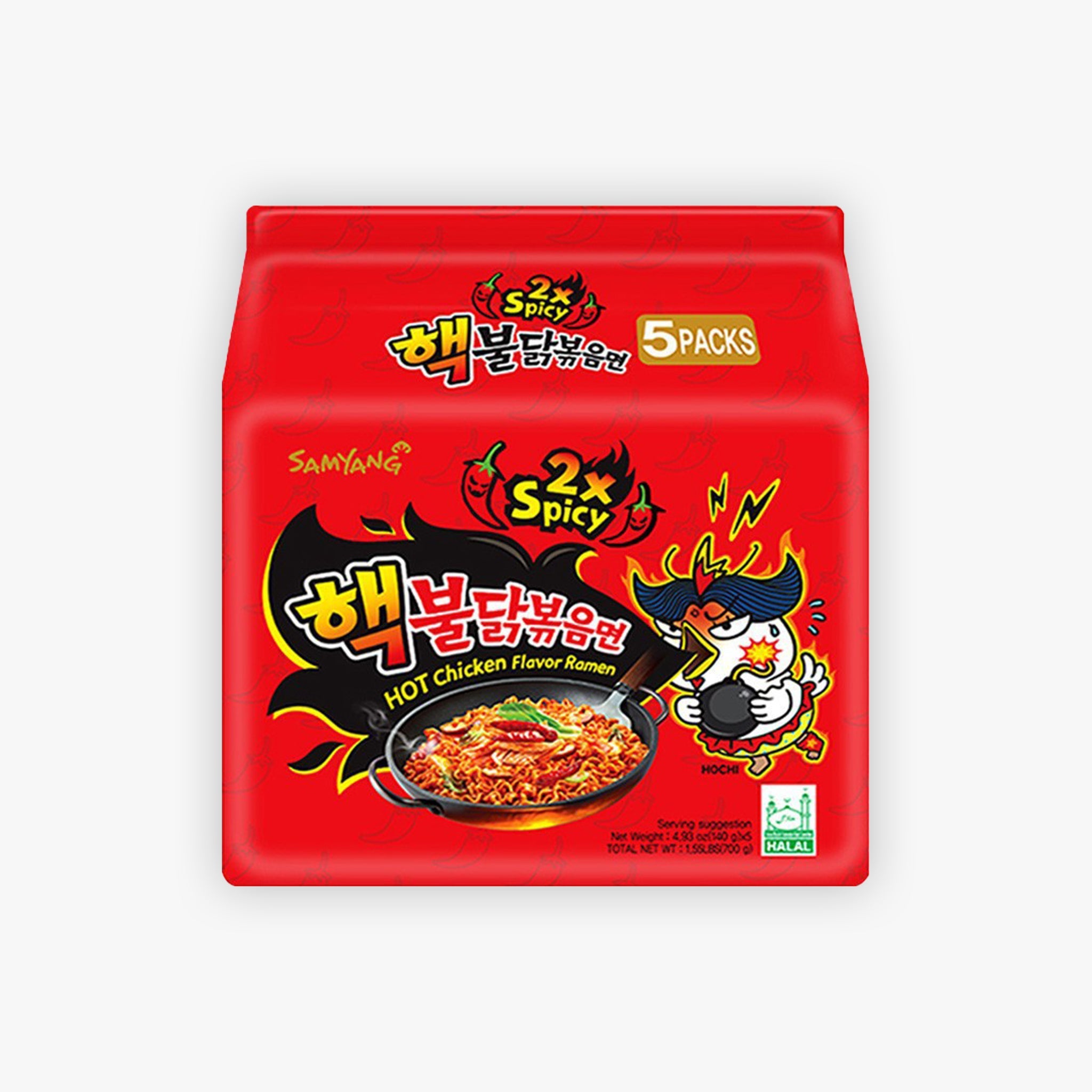 Samyang Buldak Hot Chicken 2x Spicy Flavor Ramen 140g (Pack of 5)