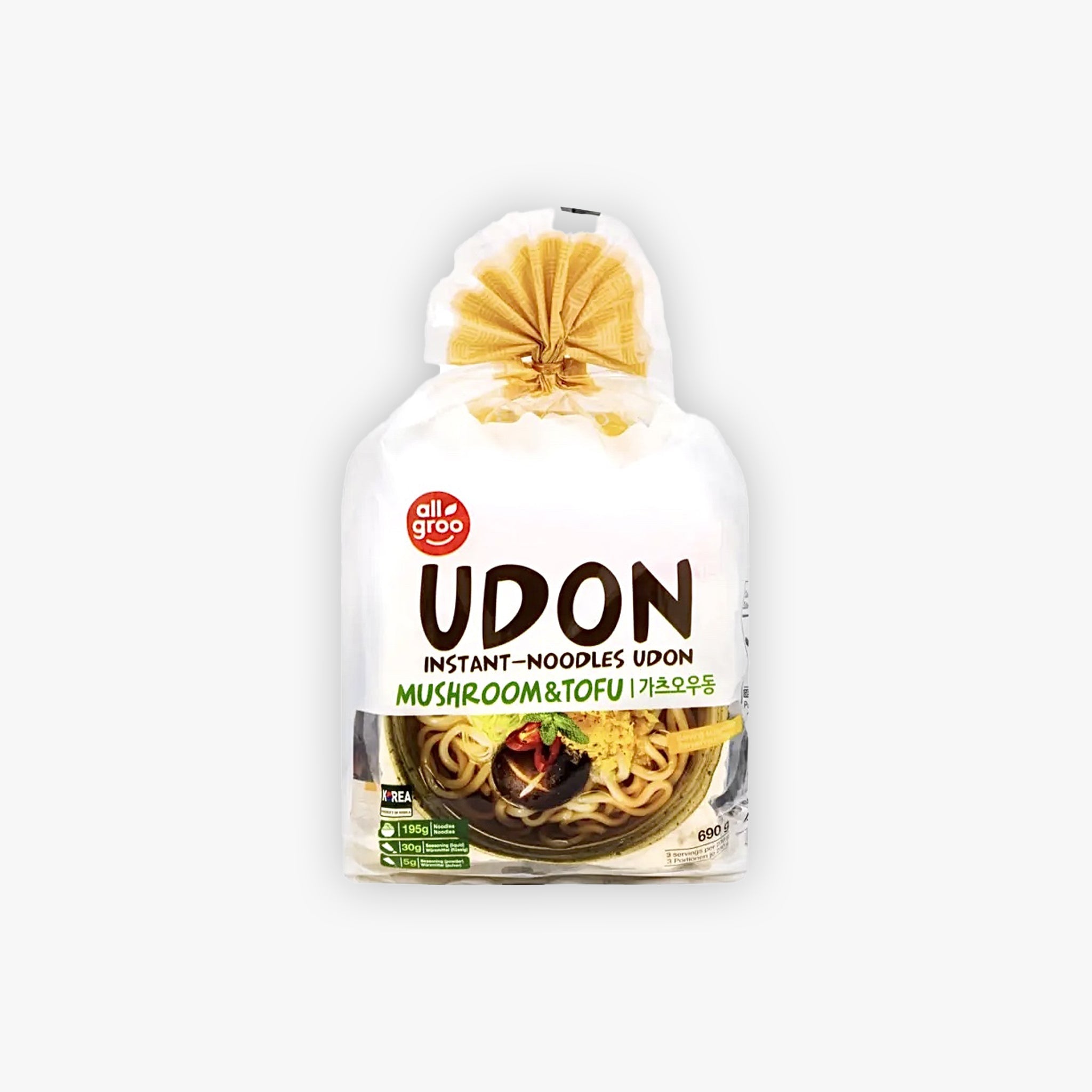 Allgroo Udon Mushroom and Tofu 230g (Pack of 3)