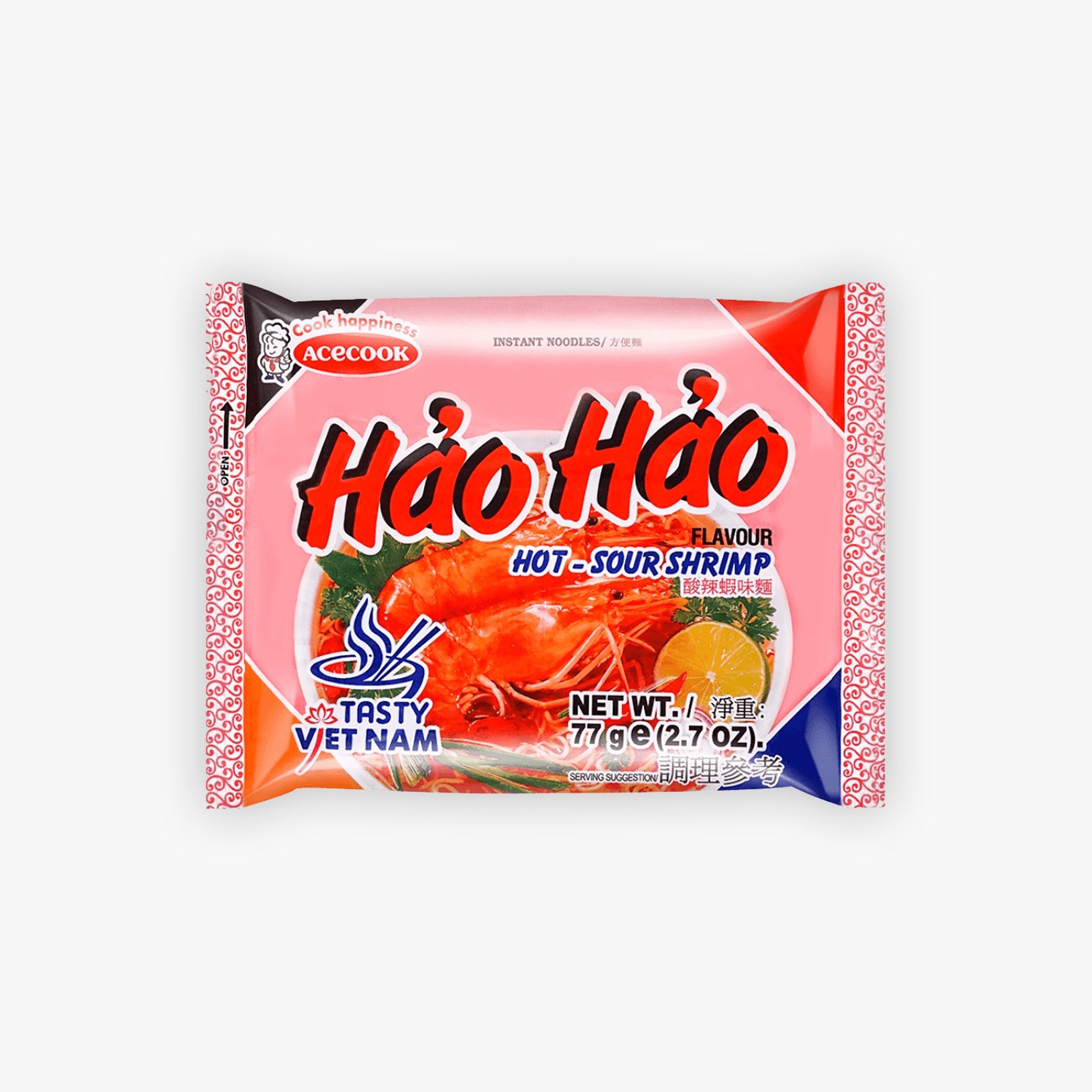 Acecook Hao Hao Hot and Sour Shrimp Flavour Instant Noodles 77g