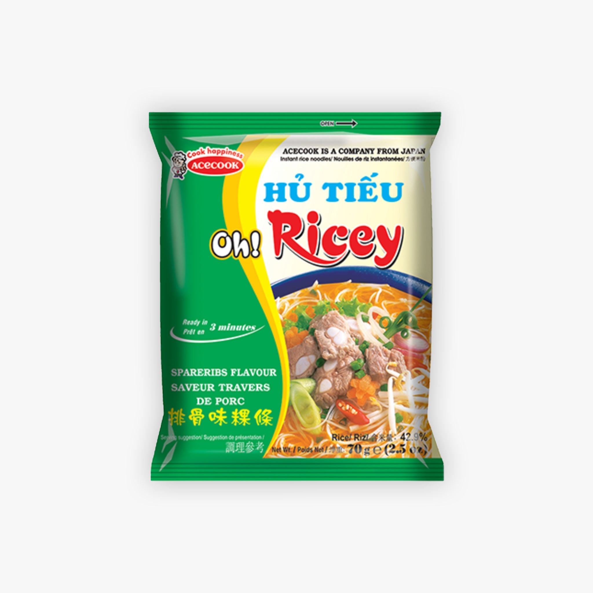 Acecook Oh! Ricey Spare Ribs Flavour Noodles 70g