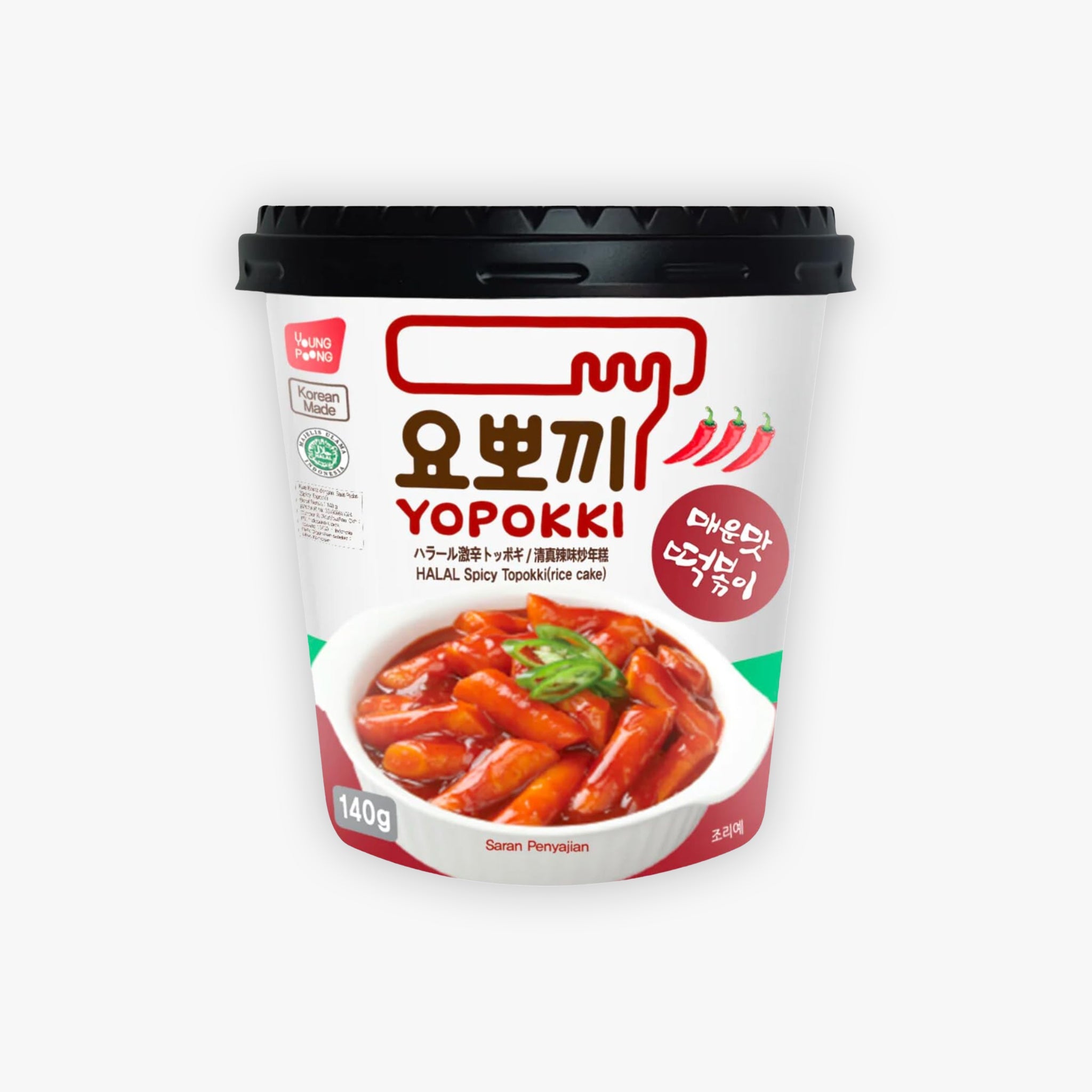 Young Poong Yopokki HALAL Spicy Topokki Rice Cake 140g