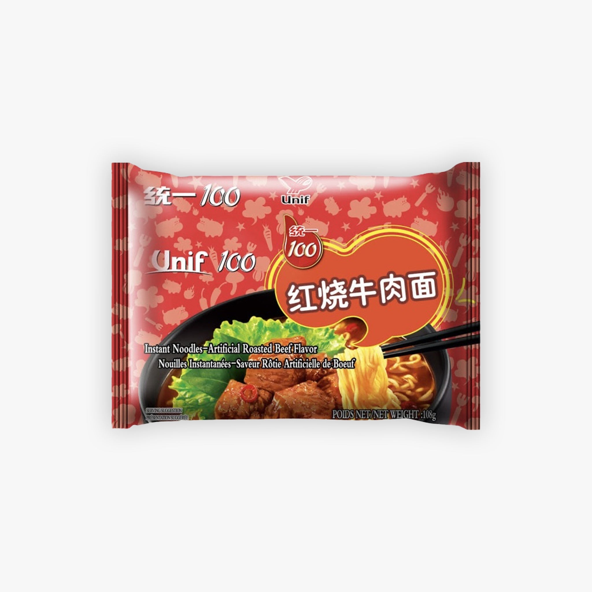 Unif 100 Artificial Roasted Beef Flavour Instant Noodle 108g