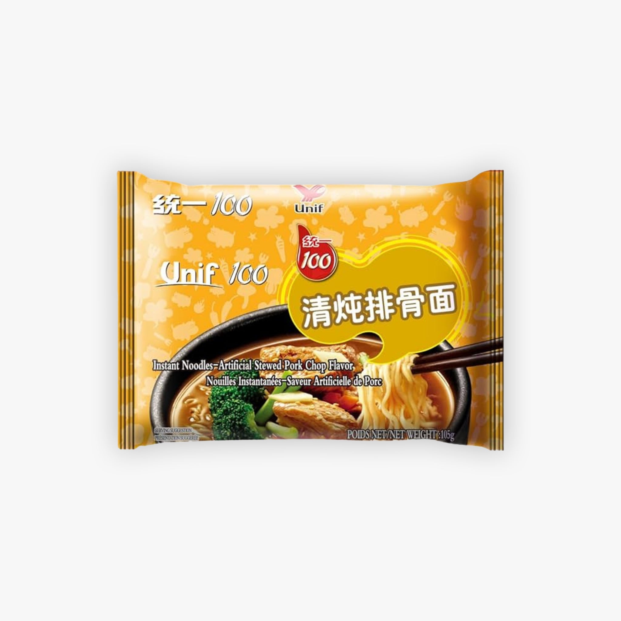 Unif 100 Artificial Stewed Pork Chop Flavour Instant Noodle 105g