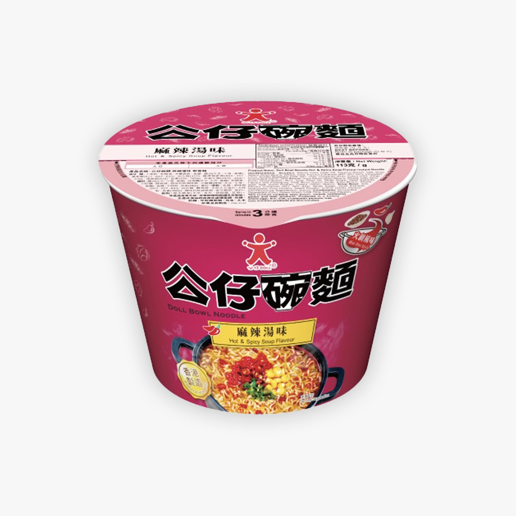 Doll Bowl Noodle Hot and Spicy Soup Flavour 113g