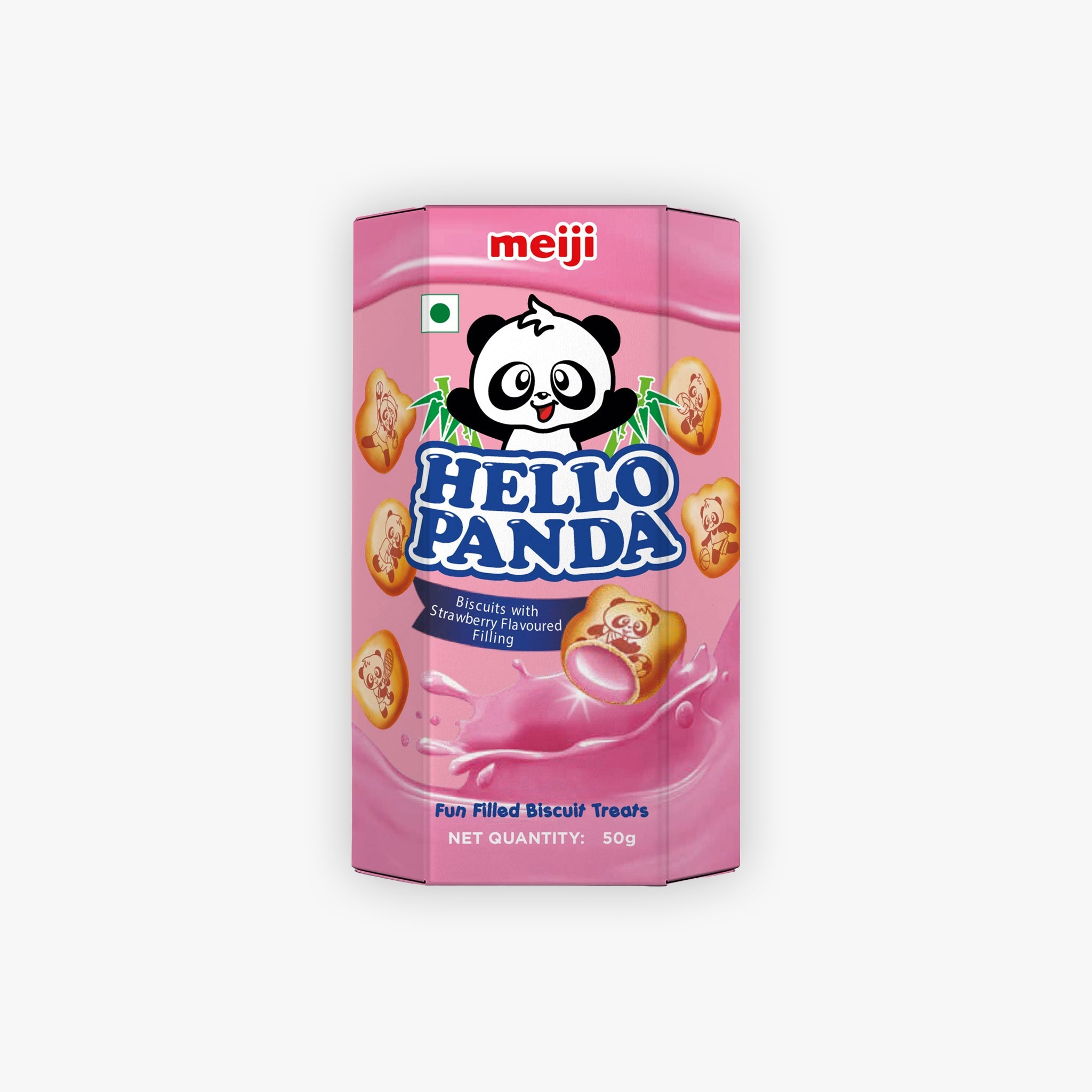 Meiji Hello Panda Biscuits with Strawberry Flavoured Filling 50g