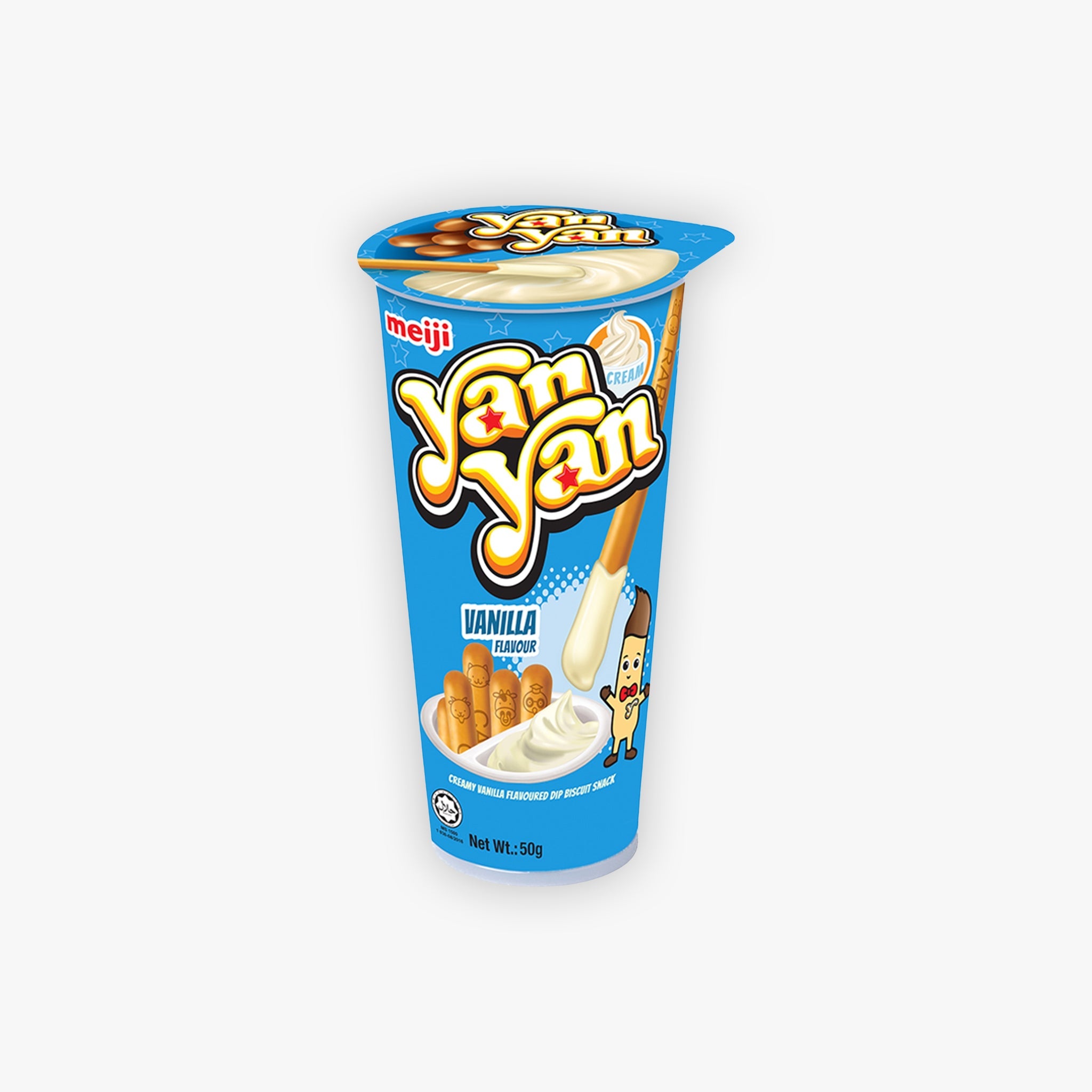 Meiji Yan Yan Creamy Vanilla Flavoured Dip Biscuit Snack 50g