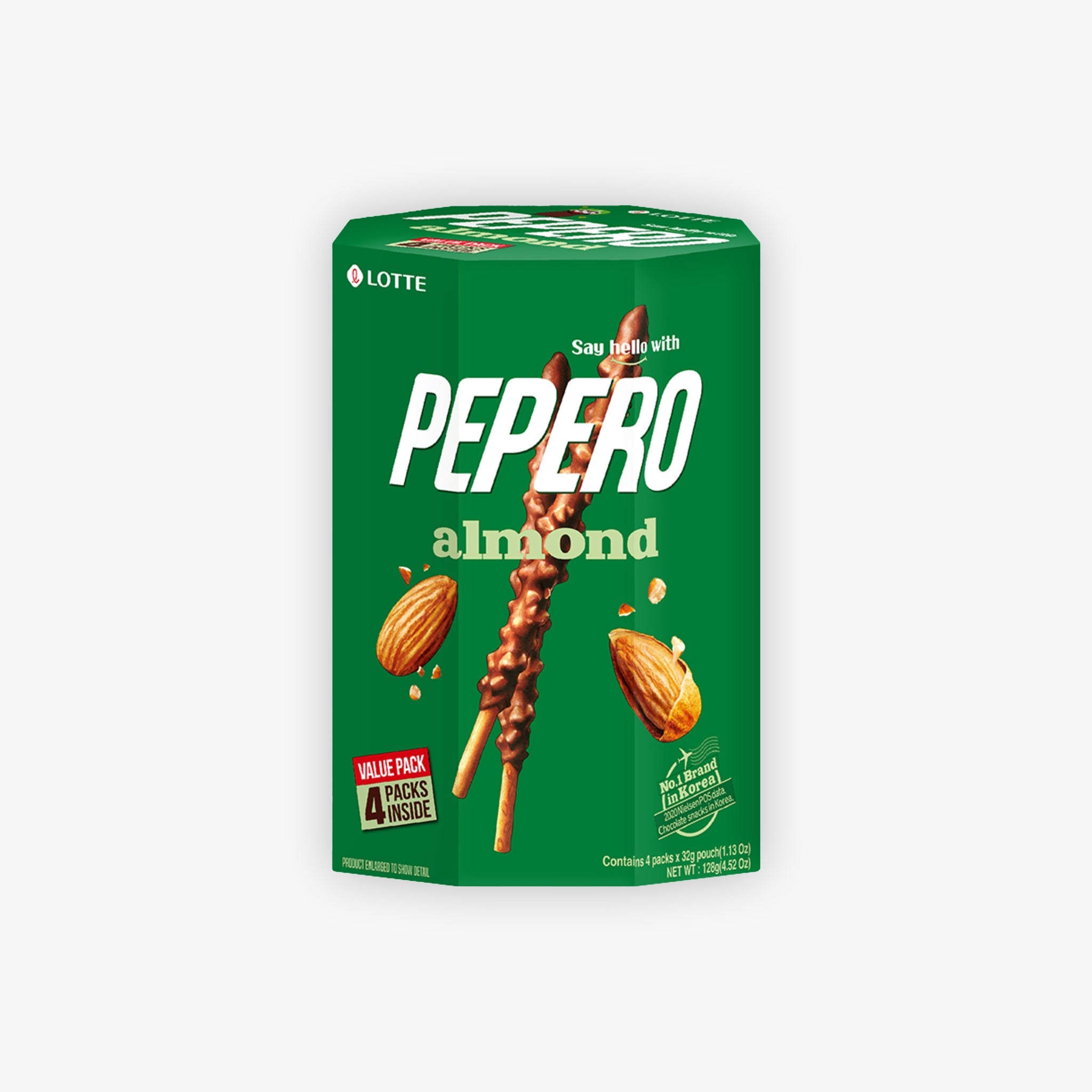 Lotte Pepero Biscuit Sticks Almond and Chocolate Flavour 128g