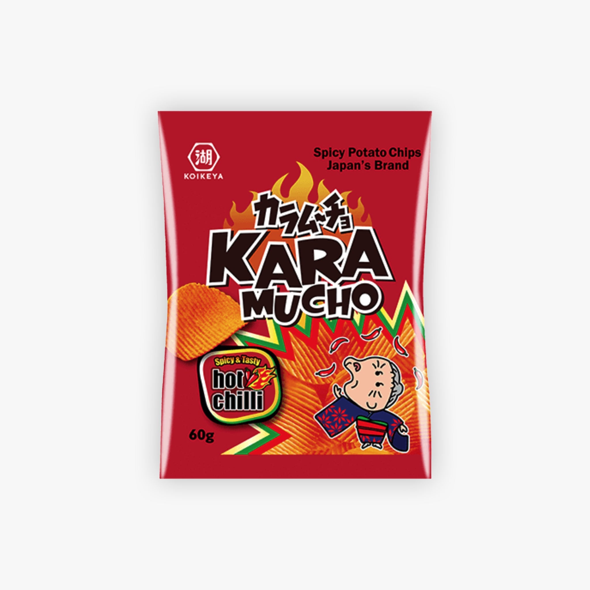 Koikeya Karamucho Potato Chips Hot Chilli Flavour Ridge Cut 60g