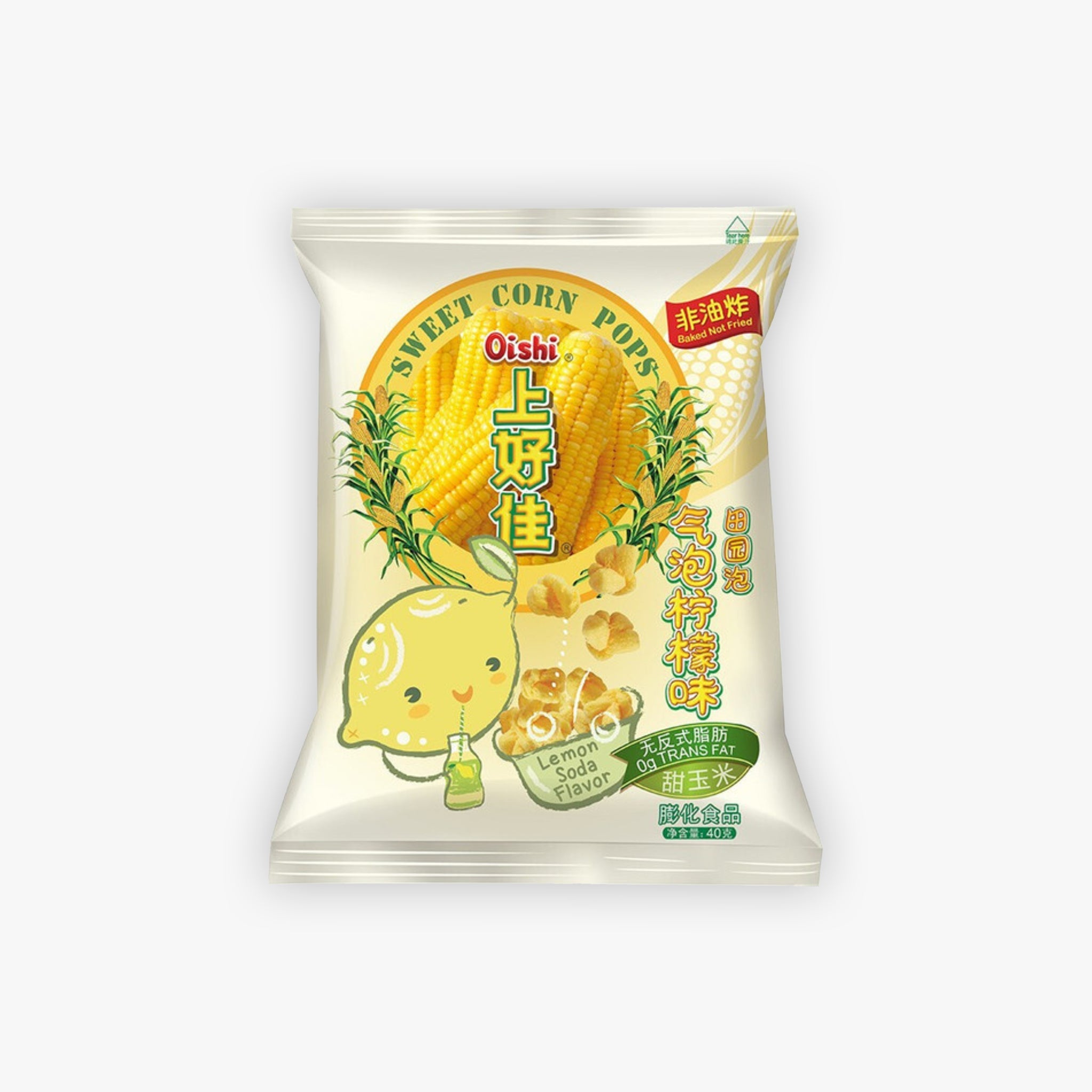 Oishi Sweet Corn Pops Lemon Soda Flavor 40g